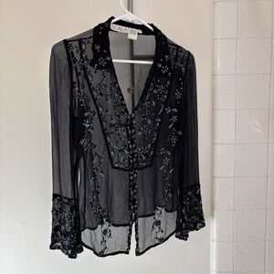 Scala Black Sheer Blouse